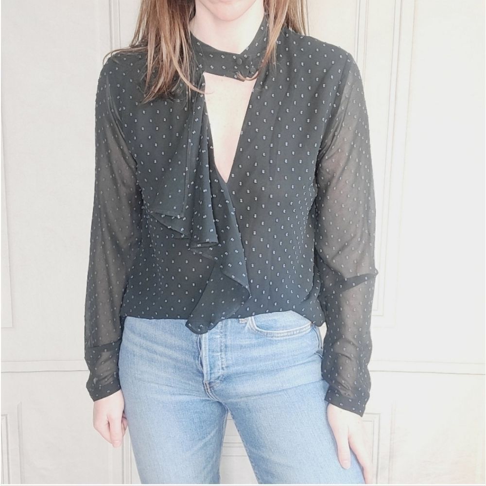NWT Avec Les Filles Polyester Long Sleeve Blouse - Picture 3 of 8